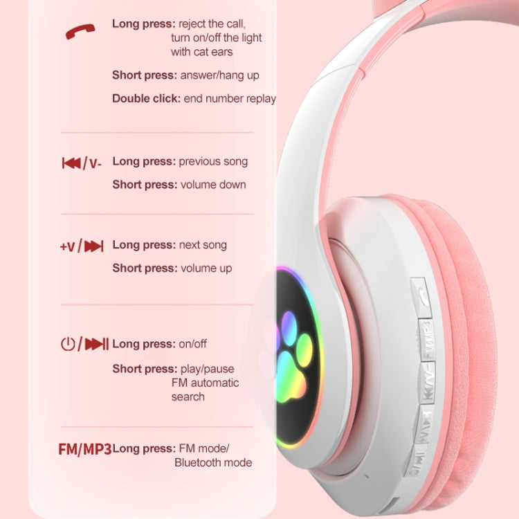 T&G TN-28 3.5mm Bluetooth 5.0 Dual Connection RGB Cat Ear Bass Stereo Noise-cancelling Headphones Support TF Card With Mic(Purple) - Headset & Headphone by T&G | Online Shopping South Africa | PMC TechLife | Buy Now Pay Later Mobicred
