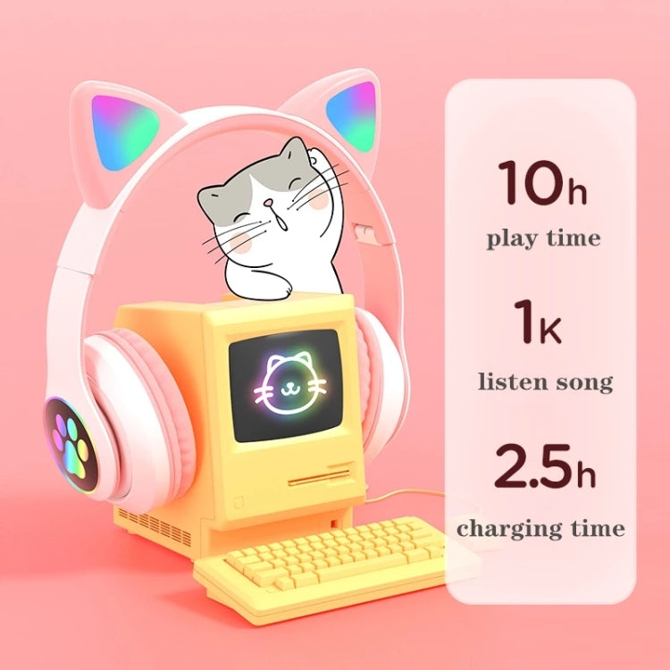T&G TN-28 3.5mm Bluetooth 5.0 Dual Connection RGB Cat Ear Bass Stereo Noise-cancelling Headphones Support TF Card With Mic(Blue) - Headset & Headphone by T&G | Online Shopping South Africa | PMC TechLife | Buy Now Pay Later Mobicred