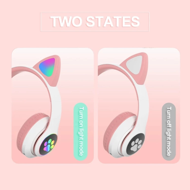 T&G TN-28 3.5mm Bluetooth 5.0 Dual Connection RGB Cat Ear Bass Stereo Noise-cancelling Headphones Support TF Card With Mic(Black) - free shipping - PMC TechLife - Order now!