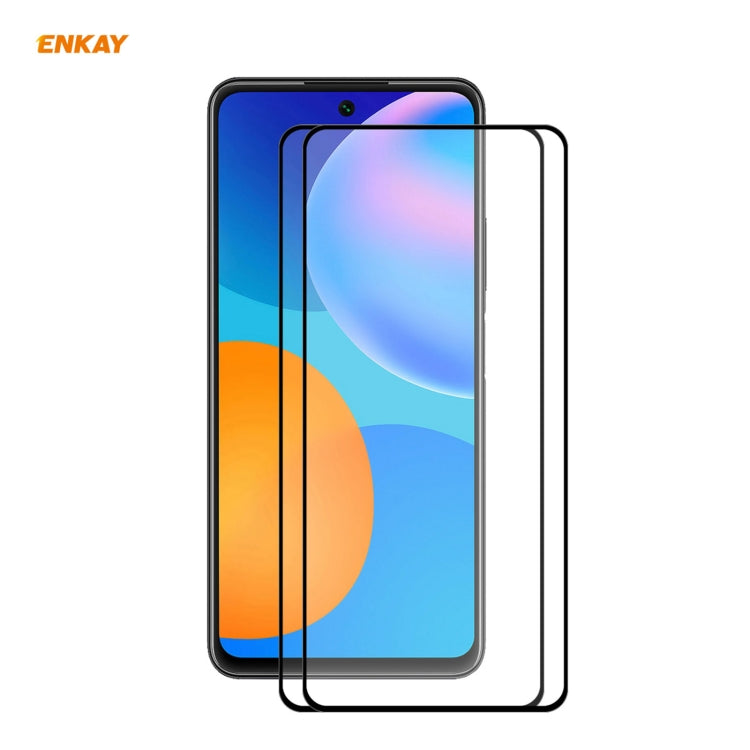 For Huawei P Smart 2021 2 PCS ENKAY Hat-Prince Full Glue 0.26mm 9H 2.5D Tempered Glass Full Coverage Film - free shipping - PMC TechLife - Order now!