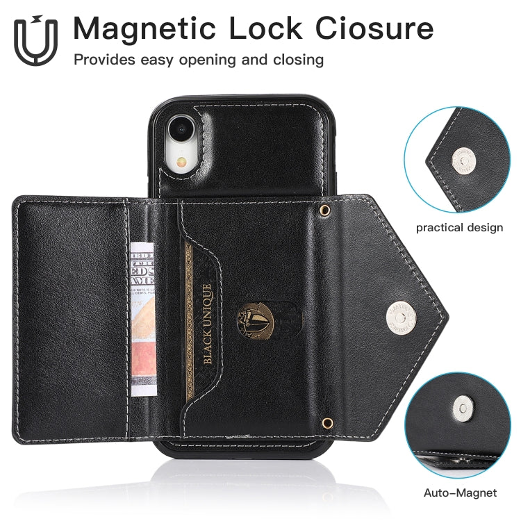 For iPhone X / XS Multi-functional Cross-body Card Bag TPU+PU Back Cover Case with Holder & Card Slot & Wallet(Black) - free shipping - PMC TechLife - Order now!