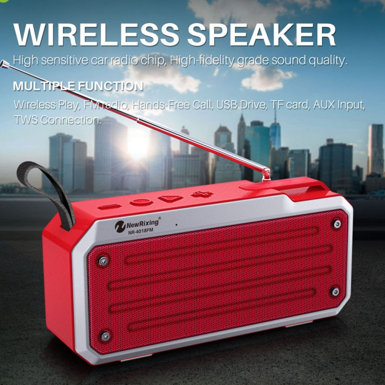 NewRixing NR4018FM TWS Portable Stereo Bluetooth Speaker, Support TF Card / FM / 3.5mm AUX / U Disk / Hands-free Call(Blue) - Mini Speaker by New Rixing | Online Shopping South Africa | PMC TechLife
