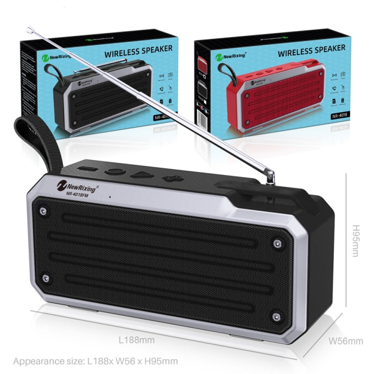 NewRixing NR4018FM TWS Portable Stereo Bluetooth Speaker, Support TF Card / FM / 3.5mm AUX / U Disk / Hands-free Call(Black) - Desktop Speaker by NewRixing | Online Shopping South Africa | PMC TechLife | Buy Now Pay Later Mobicred