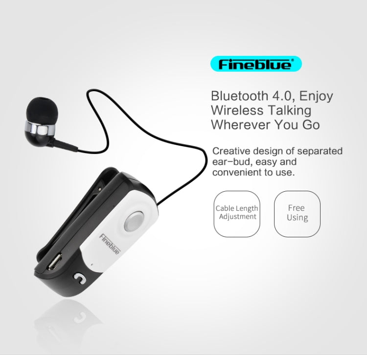Fineblue F960 CSR4.1 Retractable Cable Caller Vibration Reminder Anti-theft Bluetooth Headset - Bluetooth Earphone by Fineblue | Online Shopping South Africa | PMC TechLife | Buy Now Pay Later Mobicred