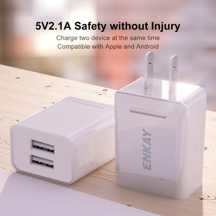ENKAY Hat-Prince U008-1 10.5W 2.1A Dual USB Fast Charging Travel Charger Power Adapter, US Plug - USB Charger by ENKAY | Online Shopping South Africa | PMC TechLife | Buy Now Pay Later Mobicred