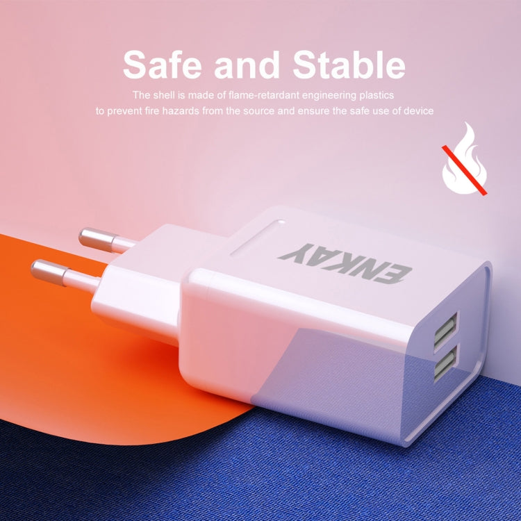 ENKAY Hat-Prince T003-1 10.5W 2.1A Dual USB Travel Charger Power Adapter for Huawei / Xiaomi / Samsung, EU Plug - free shipping - PMC TechLife - Order now!