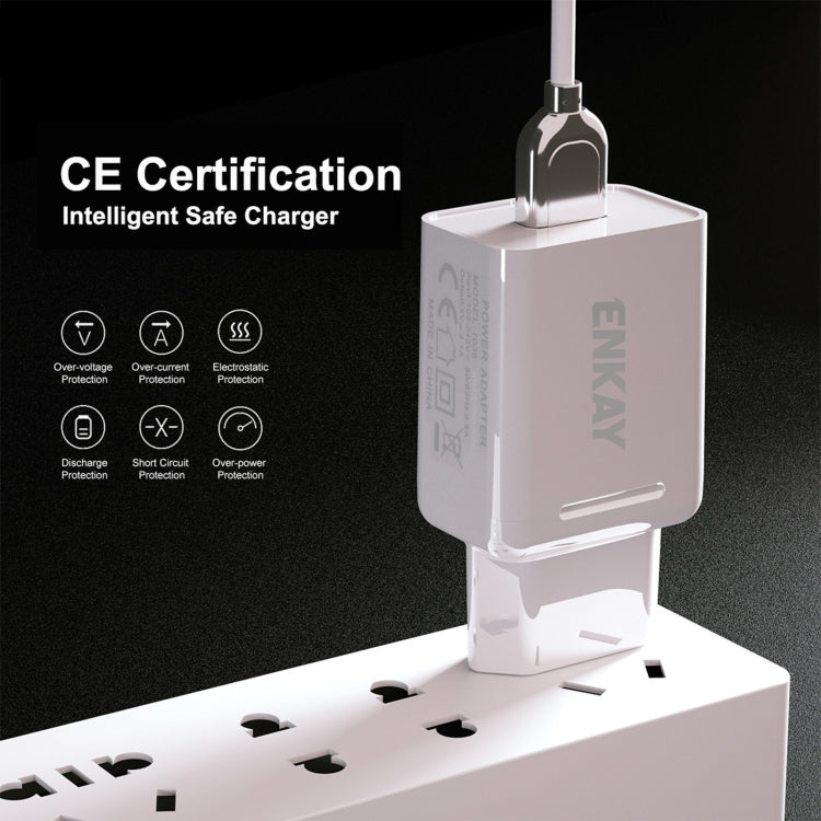 ENKAY Hat-Prince T003-1 10.5W 2.1A Dual USB Charging EU Plug Travel Power Adapter With 2.1A 1m Micro USB Cable - USB Charger by ENKAY | Online Shopping South Africa | PMC TechLife | Buy Now Pay Later Mobicred
