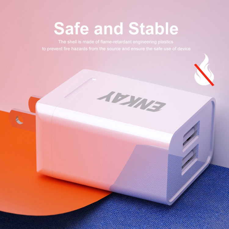 ENKAY Hat-Prince U008-1 10.5W 2.1A Dual USB Charging US Plug Travel Power Adapter With 2.1A 1m 8 Pin Cable - free shipping - PMC TechLife - Order now!