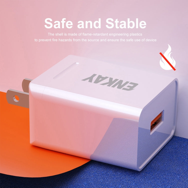 ENKAY Hat-Prince U036 18W 3A QC3.0 Fast Charging Power Adapter US Plug Portable Travel Charger With 3A 1m Micro USB Cable - USB Charger by ENKAY | Online Shopping South Africa | PMC TechLife | Buy Now Pay Later Mobicred