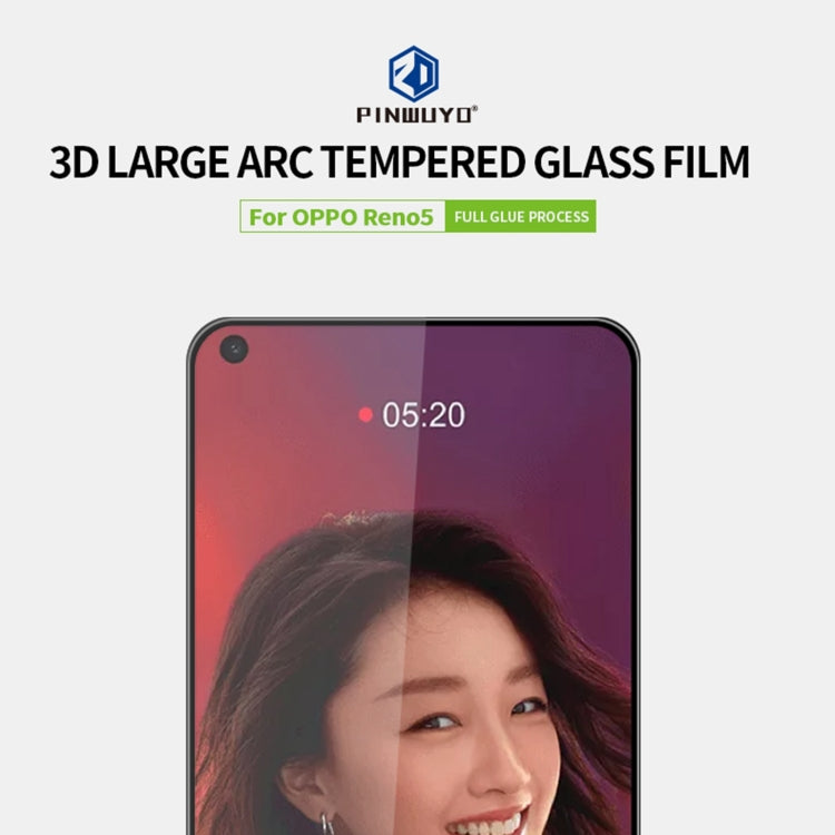 For OPPO Reno5 PINWUYO 9H 3D Curved Full Screen Explosion-proof Tempered Glass Film(Black) - OPPO Tempered Glass by PINWUYO | Online Shopping South Africa | PMC TechLife | Buy Now Pay Later Mobicred
