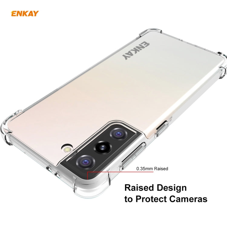 For Samsung Galaxy S21 5G Hat-Prince ENKAY Clear TPU Shockproof Case Soft Anti-slip Cover + 0.26mm 9H 2.5D Full Glue Full Coverage Tempered Glass Protector Film Support Fingerprint Unlock - free shipping - PMC TechLife - Order now!
