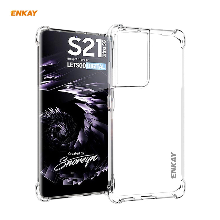 For Samsung Galaxy S21 Ultra 5G Hat-Prince ENKAY Clear TPU Shockproof Case Soft Anti-slip Cover + 3D Full Screen PET Curved Hot Bending HD Screen Protector Soft Film, Support Fingerprint Unlock - Galaxy S21 Ultra 5G Cases by ENKAY | Online Shopping South Africa | PMC TechLife | Buy Now Pay Later Mobicred