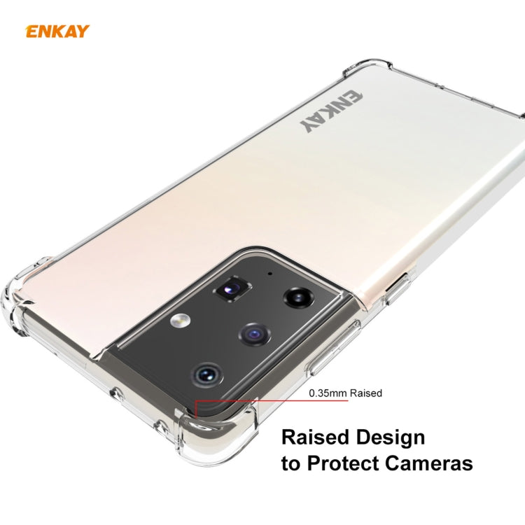 For Samsung Galaxy S21 Ultra 5G Hat-Prince ENKAY Clear TPU Shockproof Case Soft Anti-slip Cover + 3D Full Screen PET Curved Hot Bending HD Screen Protector Soft Film, Support Fingerprint Unlock - Galaxy S21 Ultra 5G Cases by ENKAY | Online Shopping South Africa | PMC TechLife | Buy Now Pay Later Mobicred