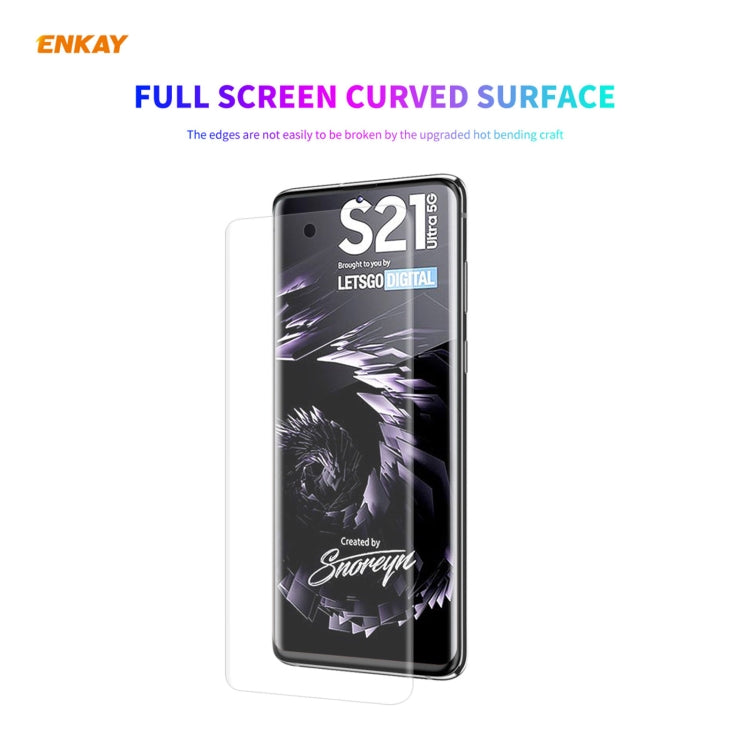 For Samsung Galaxy S21 Ultra 5G Hat-Prince ENKAY Clear TPU Shockproof Case Soft Anti-slip Cover + 3D Full Screen PET Curved Hot Bending HD Screen Protector Soft Film, Support Fingerprint Unlock - Galaxy S21 Ultra 5G Cases by ENKAY | Online Shopping South Africa | PMC TechLife | Buy Now Pay Later Mobicred
