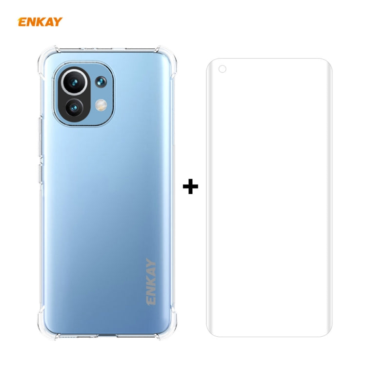 For Xiaomi Mi 11 Hat-Prince ENKAY Clear TPU Shockproof Case Soft Anti-slip Cover + 3D Full Screen PET Curved Hot Bending HD Screen Protector Soft Film, Support Fingerprint Unlock - Xiaomi Cases by ENKAY | Online Shopping South Africa | PMC TechLife | Buy Now Pay Later Mobicred