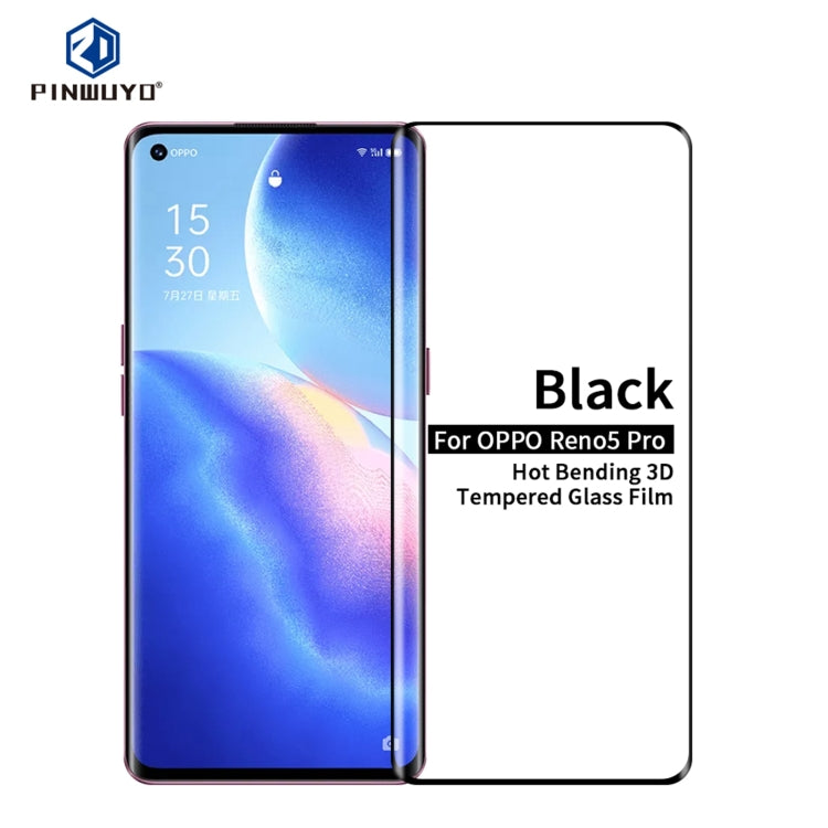 For OPPO Reno5 Pro PINWUYO 9H 3D Hot Bending Tempered Glass Film(Black) - OPPO Tempered Glass by PINWUYO | Online Shopping South Africa | PMC TechLife | Buy Now Pay Later Mobicred