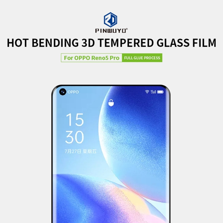 For OPPO Reno5 Pro PINWUYO 9H 3D Hot Bending Tempered Glass Film(Black) - OPPO Tempered Glass by PINWUYO | Online Shopping South Africa | PMC TechLife | Buy Now Pay Later Mobicred
