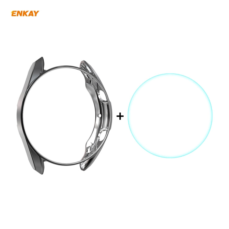 For Samsung Galaxy Watch 3 41mm 2 in 1 ENKAY Hat-Prince Electroplate Soft TPU Case + 0.2mm 9H 2.15D Curved Edge Tempered Glass Film(Black) - free shipping - PMC TechLife - Order now!