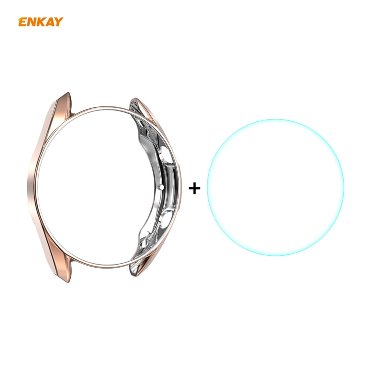For Samsung Galaxy Watch 3 41mm 2 in 1 ENKAY Hat-Prince Electroplate Soft TPU Case + 0.2mm 9H 2.15D Curved Edge Tempered Glass Film(Rose Gold) - free shipping - PMC TechLife - Order now!