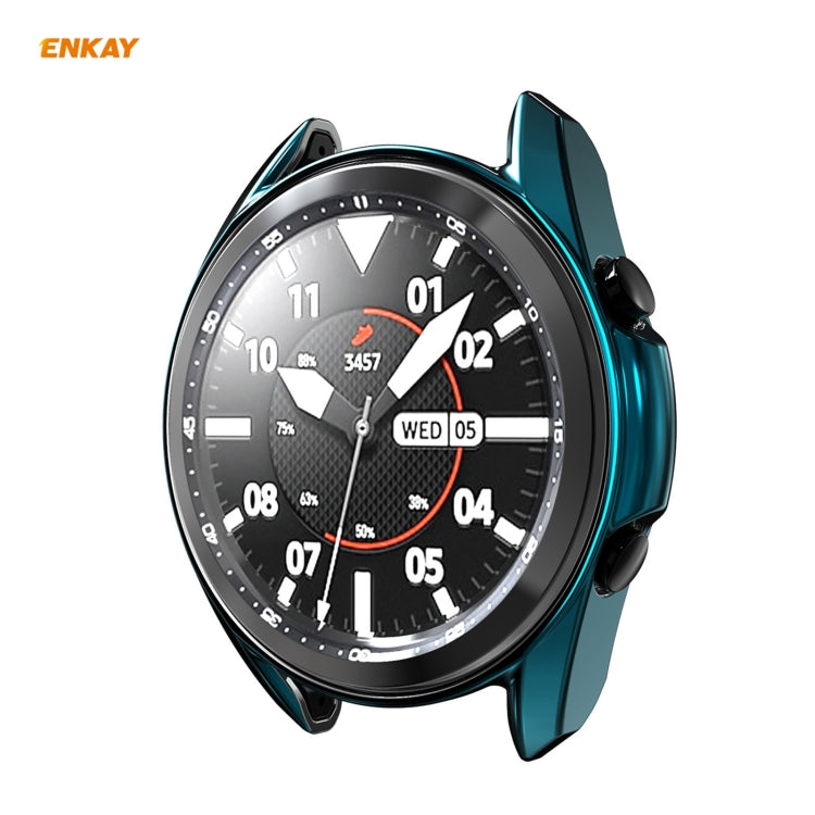 For Samsung Galaxy Watch 3 41mm 2 in 1 ENKAY Hat-Prince Electroplate Soft TPU Case + 0.2mm 9H 2.15D Curved Edge Tempered Glass Film(Cyan) - free shipping - PMC TechLife - Order now!