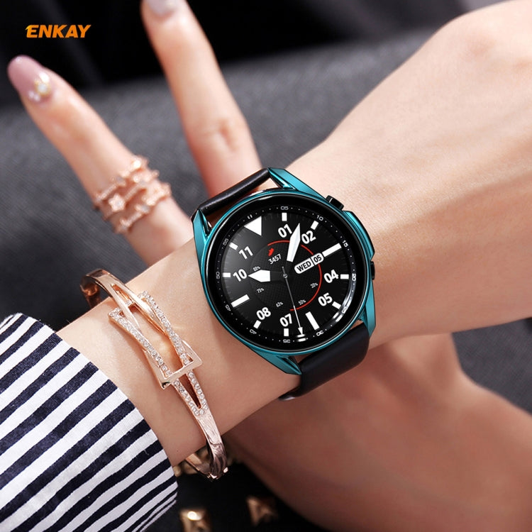 For Samsung Galaxy Watch 3 41mm 2 in 1 ENKAY Hat-Prince Electroplate Soft TPU Case + 0.2mm 9H 2.15D Curved Edge Tempered Glass Film(Cyan) - free shipping - PMC TechLife - Order now!