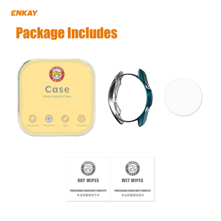 For Samsung Galaxy Watch 3 41mm 2 in 1 ENKAY Hat-Prince Electroplate Soft TPU Case + 0.2mm 9H 2.15D Curved Edge Tempered Glass Film(Cyan) - free shipping - PMC TechLife - Order now!