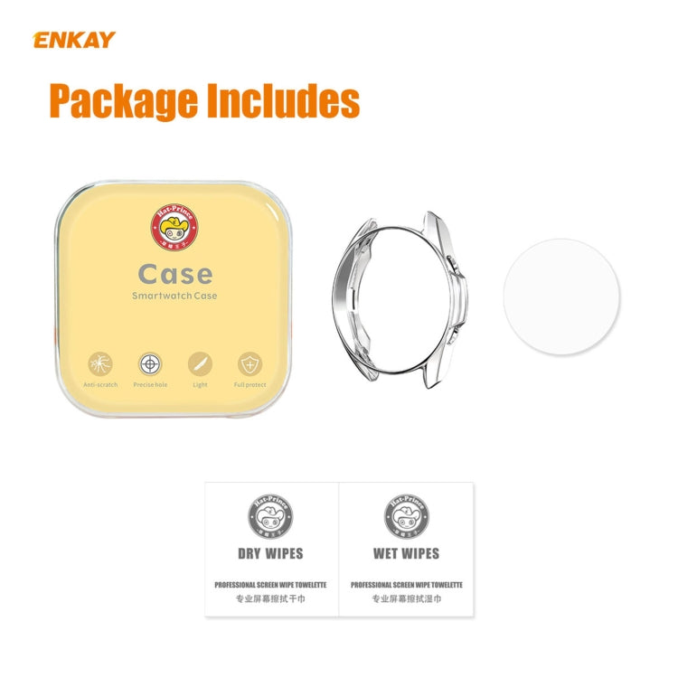 For Samsung Galaxy Watch 3 41mm 2 in 1 ENKAY Hat-Prince Electroplate Soft TPU Case + 0.2mm 9H 2.15D Curved Edge Tempered Glass Film(Silver) - Watch Cases by ENKAY | Online Shopping South Africa | PMC TechLife | Buy Now Pay Later Mobicred