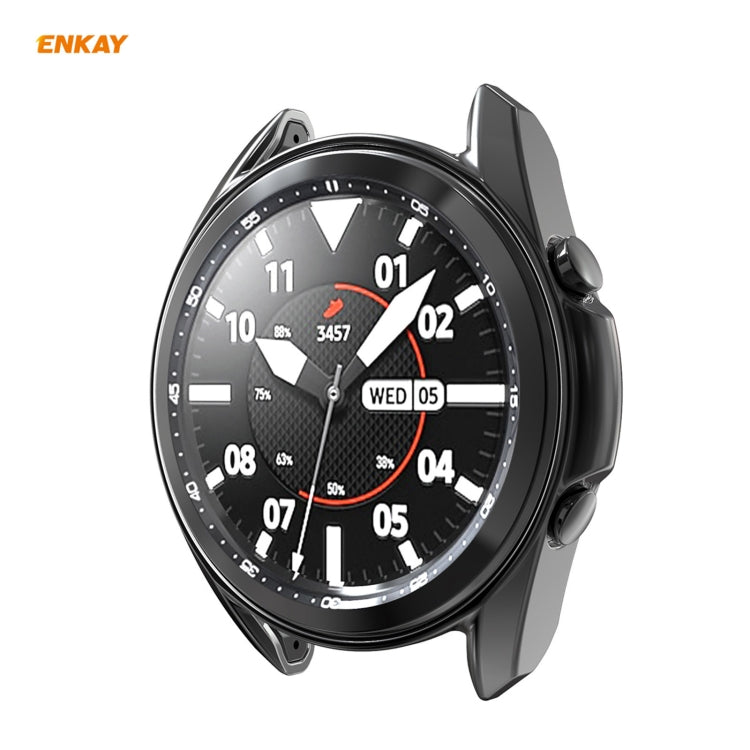 For Samsung Galaxy Watch 3 45mm 2 in 1 ENKAY Hat-Prince Electroplate Soft TPU Case + 0.2mm 9H 2.15D Curved Edge Tempered Glass Film(Black) - free shipping - PMC TechLife - Order now!
