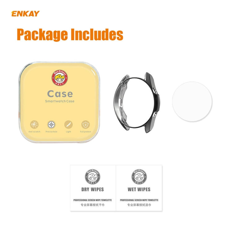 For Samsung Galaxy Watch 3 45mm 2 in 1 ENKAY Hat-Prince Electroplate Soft TPU Case + 0.2mm 9H 2.15D Curved Edge Tempered Glass Film(Black) - free shipping - PMC TechLife - Order now!