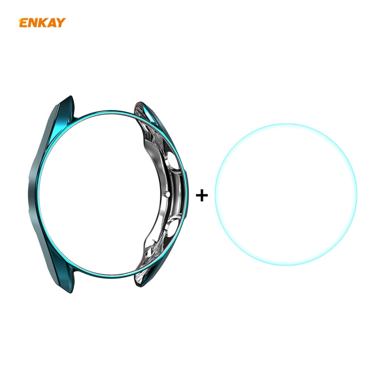For Samsung Galaxy Watch 3 45mm 2 in 1 ENKAY Hat-Prince Electroplate Soft TPU Case + 0.2mm 9H 2.15D Curved Edge Tempered Glass Film(Cyan) - free shipping - PMC TechLife - Order now!