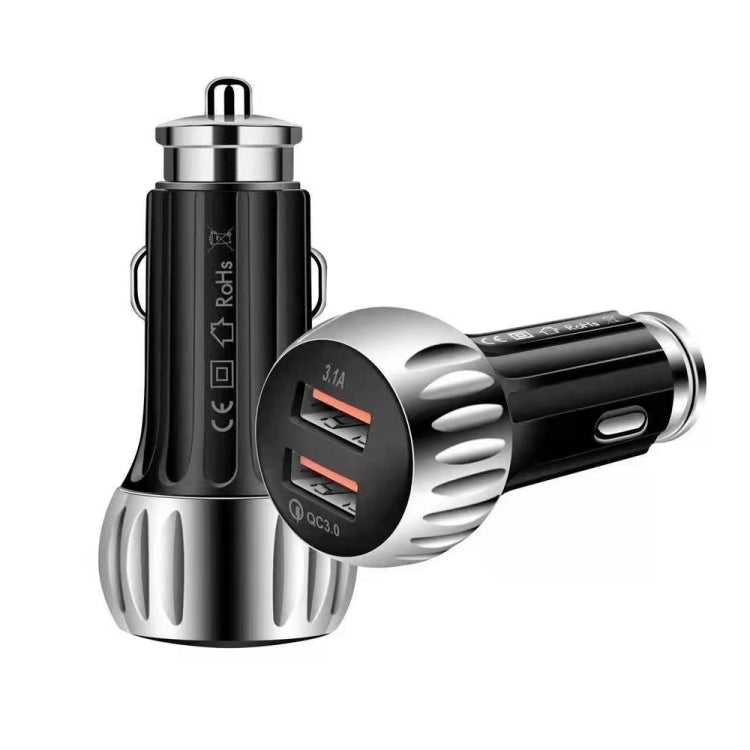 YSY-310QC18W QC3.0 Dual Port USB Car Charger for Apple / Huawei / Samsung / Xiaomi(Black) - Car Charger by PMC TechLife | Online Shopping South Africa | PMC TechLife