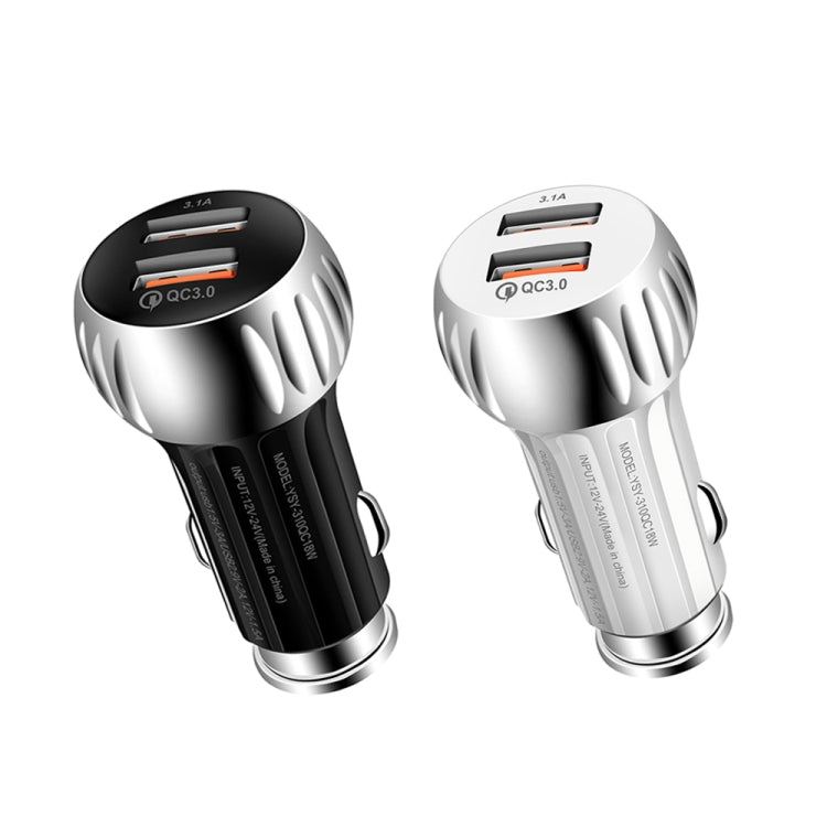 YSY-310QC18W QC3.0 Dual Port USB Car Charger for Apple / Huawei / Samsung / Xiaomi(Black) - Car Charger by PMC TechLife | Online Shopping South Africa | PMC TechLife