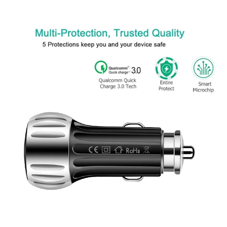 YSY-310QC18W QC3.0 Dual Port USB Car Charger + 3A USB to USB-C / Type-C Data Cable, Cable Length: 1m(White) - Car Charger by PMC TechLife | Online Shopping South Africa | PMC TechLife