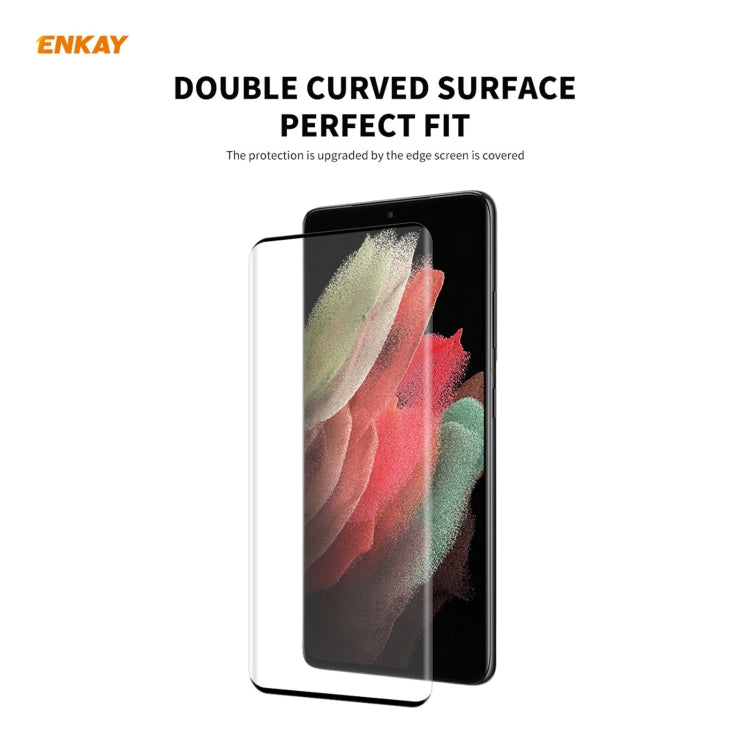 For Samsung Galaxy S21 Ultra 1pc ENKAY Hat-Prince 0.26mm 9H 3D Explosion-proof Full Screen Curved Heat Bending Tempered Glass Film - free shipping - PMC TechLife - Order now!