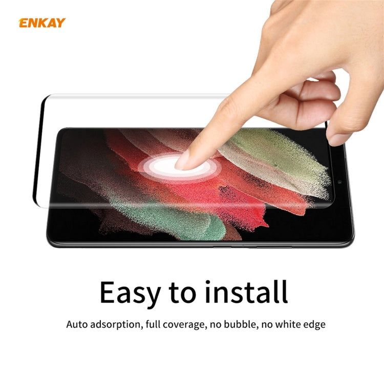 For Samsung Galaxy S21 Ultra 1pc ENKAY Hat-Prince 0.26mm 9H 3D Explosion-proof Full Screen Curved Heat Bending Tempered Glass Film - free shipping - PMC TechLife - Order now!