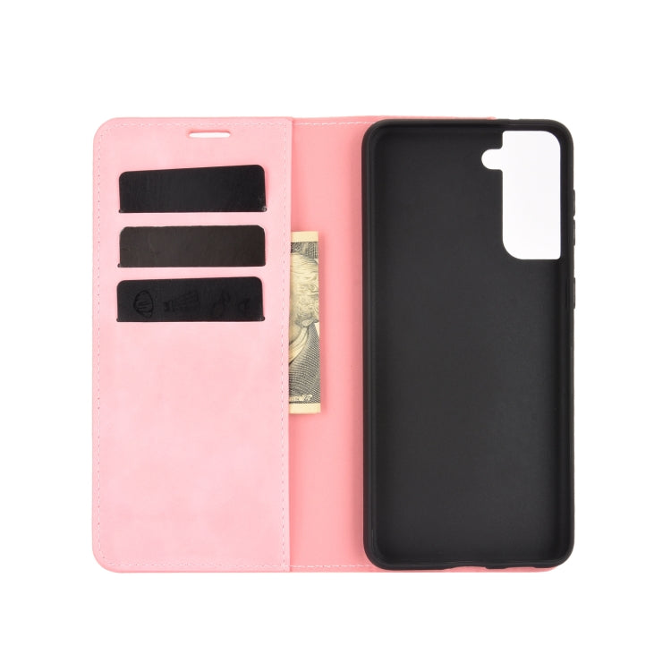 For Samsung Galaxy S21 Plus 5G Retro-skin Business Magnetic Suction Leather Case with Holder & Card Slots & Wallet(Pink) - Galaxy S21+ 5G Cases by PMC TechLife | Online Shopping South Africa | PMC TechLife | Buy Now Pay Later Mobicred