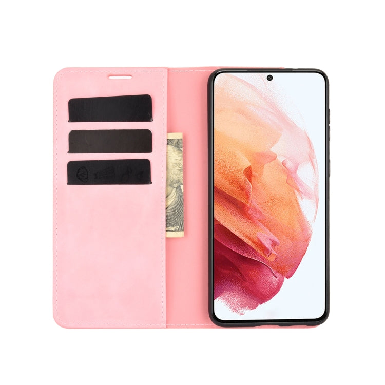 For Samsung Galaxy S21 Plus 5G Retro-skin Business Magnetic Suction Leather Case with Holder & Card Slots & Wallet(Pink) - Galaxy S21+ 5G Cases by PMC TechLife | Online Shopping South Africa | PMC TechLife | Buy Now Pay Later Mobicred