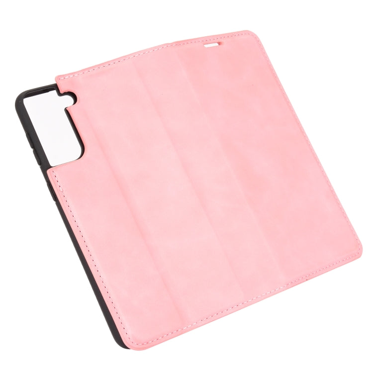 For Samsung Galaxy S21 Plus 5G Retro-skin Business Magnetic Suction Leather Case with Holder & Card Slots & Wallet(Pink) - Galaxy S21+ 5G Cases by PMC TechLife | Online Shopping South Africa | PMC TechLife | Buy Now Pay Later Mobicred