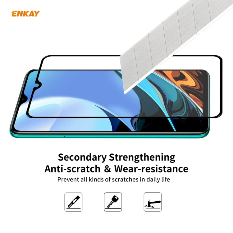 For Xiaomi Redmi 9T 10 PCS ENKAY Hat-Prince Full Glue 0.26mm 9H 2.5D Tempered Glass Full Coverage Film - free shipping - PMC TechLife - Order now!