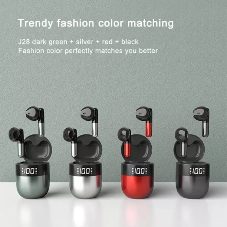 J28 TWS Wireless Bluetooth Earphones LED Digital Display HIFI Music Sport Earphone(Green) - TWS Earphone by PMC TechLife | Online Shopping South Africa | PMC TechLife