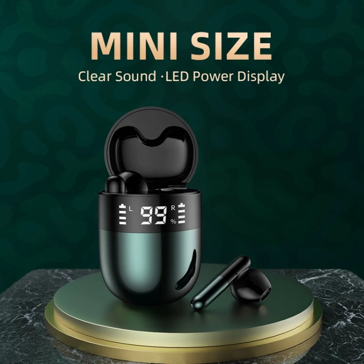 J28 TWS Wireless Bluetooth Earphones LED Digital Display HIFI Music Sport Earphone(Green) - TWS Earphone by PMC TechLife | Online Shopping South Africa | PMC TechLife