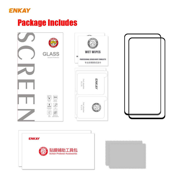 For Samsung Galaxy A72 5G 2pcs ENKAY Hat-Prince Full Glue 0.26mm 9H 2.5D Tempered Glass Full Coverage Film - free shipping - PMC TechLife - Order now!