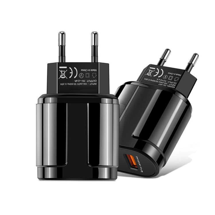 Dual USB Portable Travel Charger + 1 Meter USB to Micro USB Data Cable, EU Plug(Black) - free shipping - PMC TechLife - Order now!