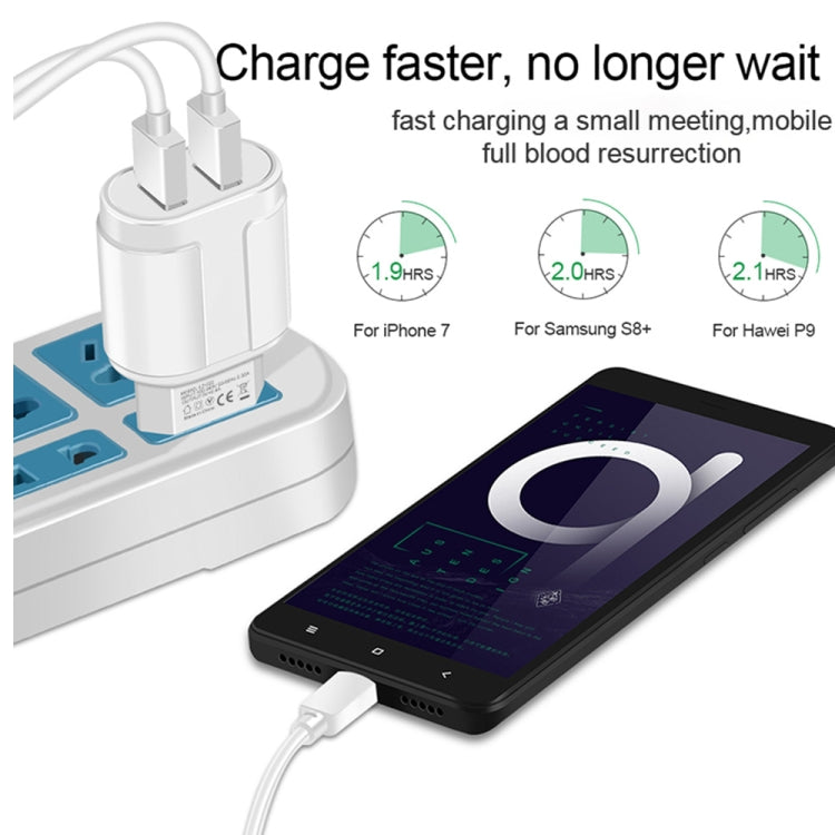 Dual USB Portable Travel Charger + 1 Meter USB to Micro USB Data Cable, EU Plug(Black) - free shipping - PMC TechLife - Order now!