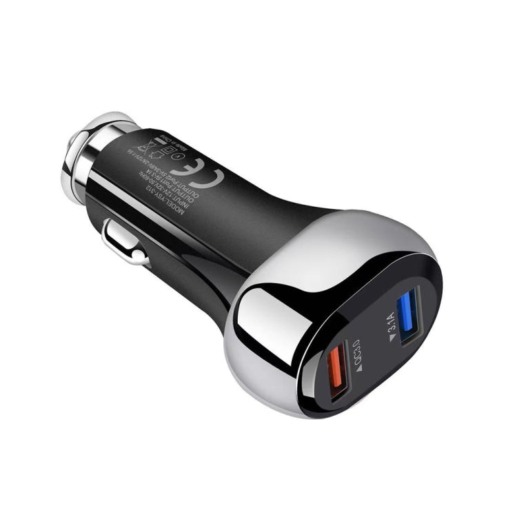 YSY-312 18W Portable QC3.0 Dual USB Mobile Phones and Tablet PCs Universal Car Charger(Black) - Car Charger by PMC TechLife | Online Shopping South Africa | PMC TechLife