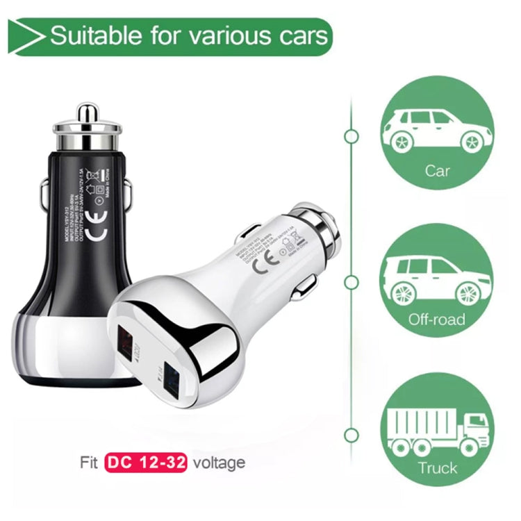 YSY-312 2 in 1 18W Portable QC3.0 Dual USB Car Charger + 1m 3A USB to USB-C / Type-C Data Cable Set(White) - Car Charger by PMC TechLife | Online Shopping South Africa | PMC TechLife