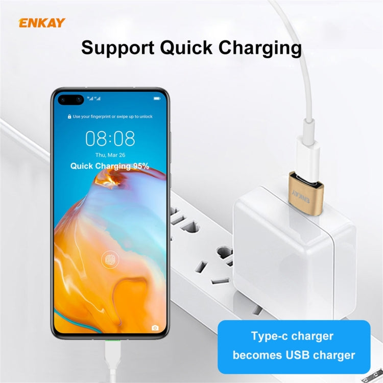 ENKAY ENK-AT105 USB Male to USB-C / Type-C Female Aluminium Alloy Adapter Converter, Support Quick Charging & Data Transmission(Rose Gold) - Type-C Adapter by ENKAY | Online Shopping South Africa | PMC TechLife | Buy Now Pay Later Mobicred