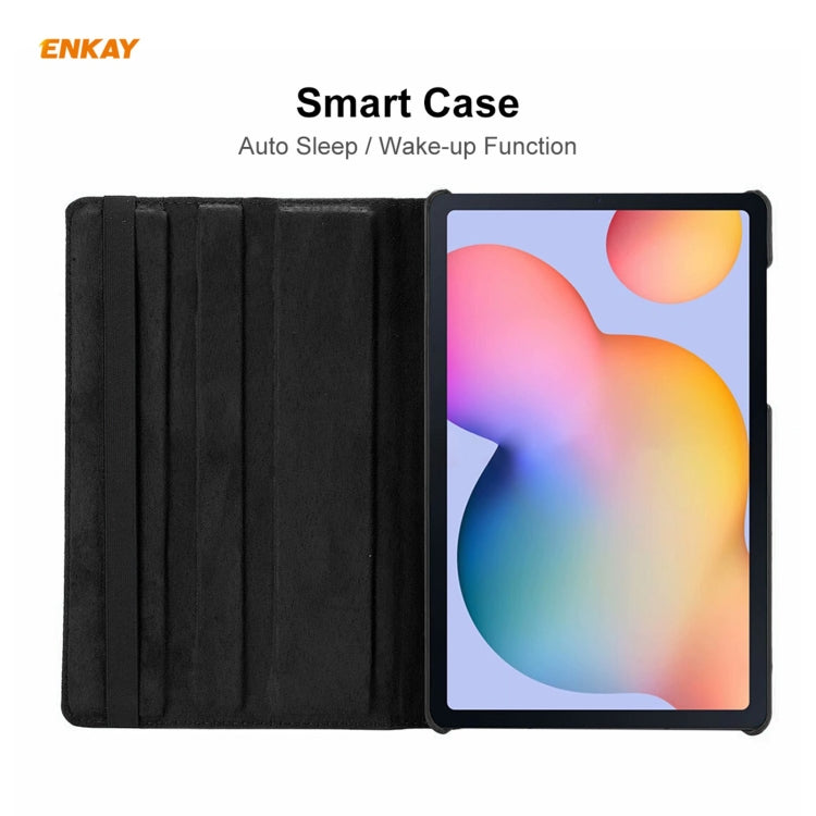 For Samsung Galaxy Tab S6 Lite P610 / P615 / Tab S6 Lite 2022 / P613 / P619 ENKAY 360 Rotation Kickstand Leather Smart Tablet Case(Black) - Tab S6 Lite P610 / P615 by ENKAY | Online Shopping South Africa | PMC TechLife | Buy Now Pay Later Mobicred
