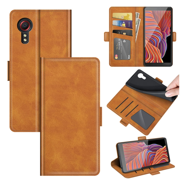 For Samsung Galaxy Xcover 5 / Xcover 5S Dual-side Magnetic Buckle Horizontal Flip Leather Case with Holder & Card Slots & Wallet(Yellow) - free shipping - PMC TechLife - Order now!