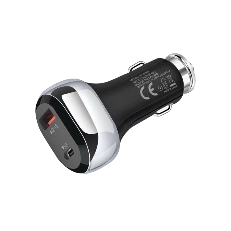 YSY-312PD PD 20W USB-C / Type-C + QC3.0 18W USB Interface 38W High-power Car Charger(Black) - Car Charger by PMC TechLife | Online Shopping South Africa | PMC TechLife